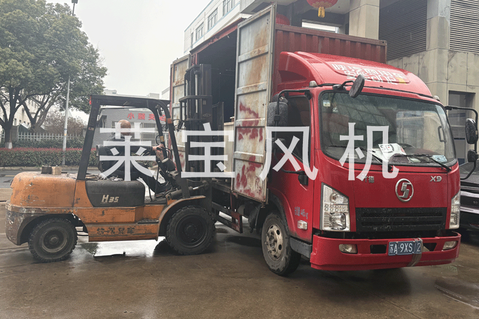 高效启程：江苏莱宝两台LBSR 100型罗茨鼓风机顺利发运